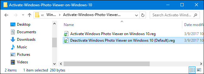 activate windows photo viewer in 10